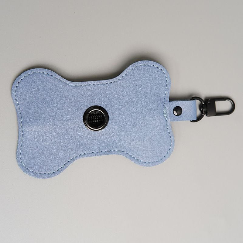 Bone shaped leather dog poop bag holder