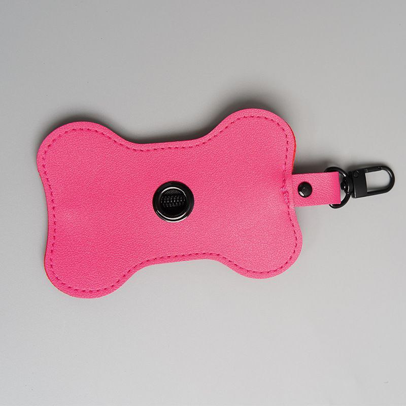 Bone shaped leather dog poop bag holder