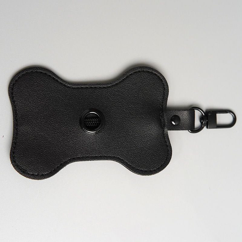 Bone shaped leather dog poop bag holder
