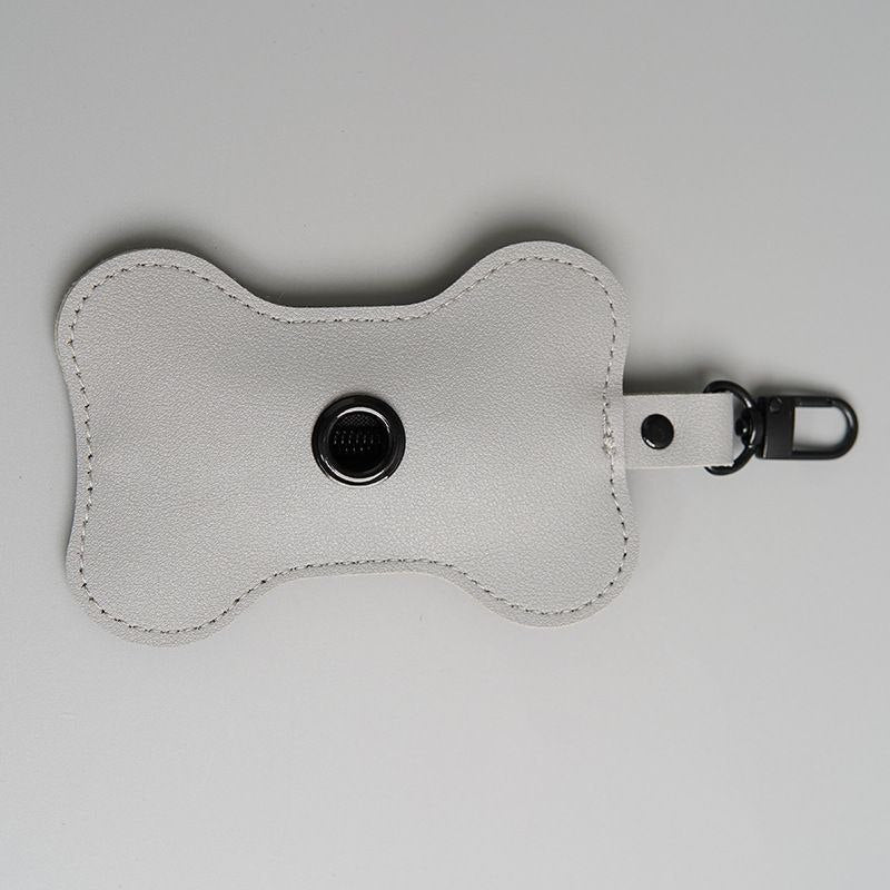 Bone shaped leather dog poop bag holder