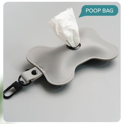 Bone shaped leather dog poop bag holder