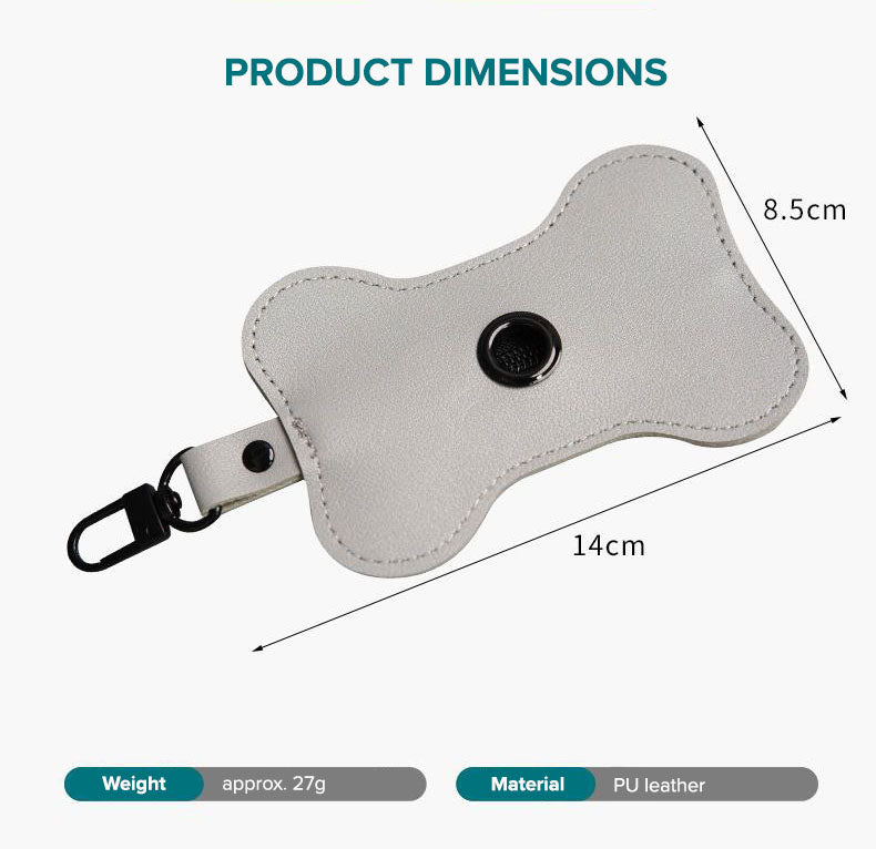 Bone shaped leather dog poop bag holder